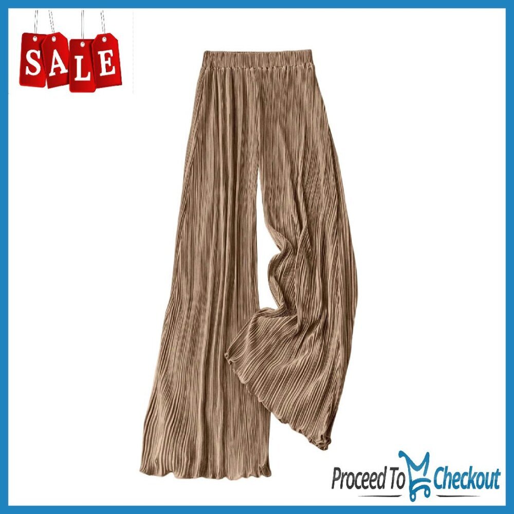 High Waist Wide Leg Pleated Palazzo Pants For Women Business Casual